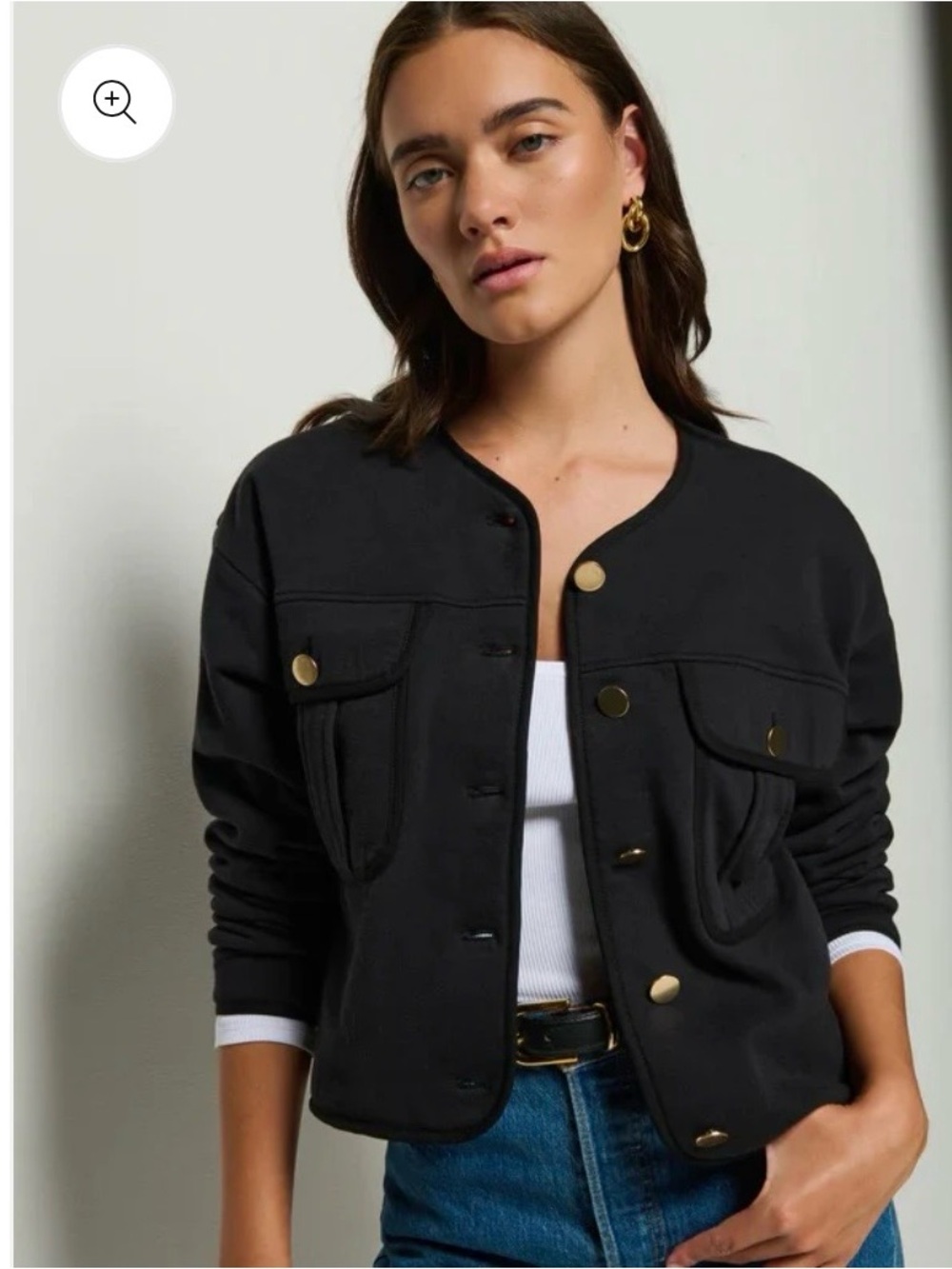 Nation LTD Jordi Jacket Women's XS Jet Black Cropped Boxy Bomber 100% Cotton NWT